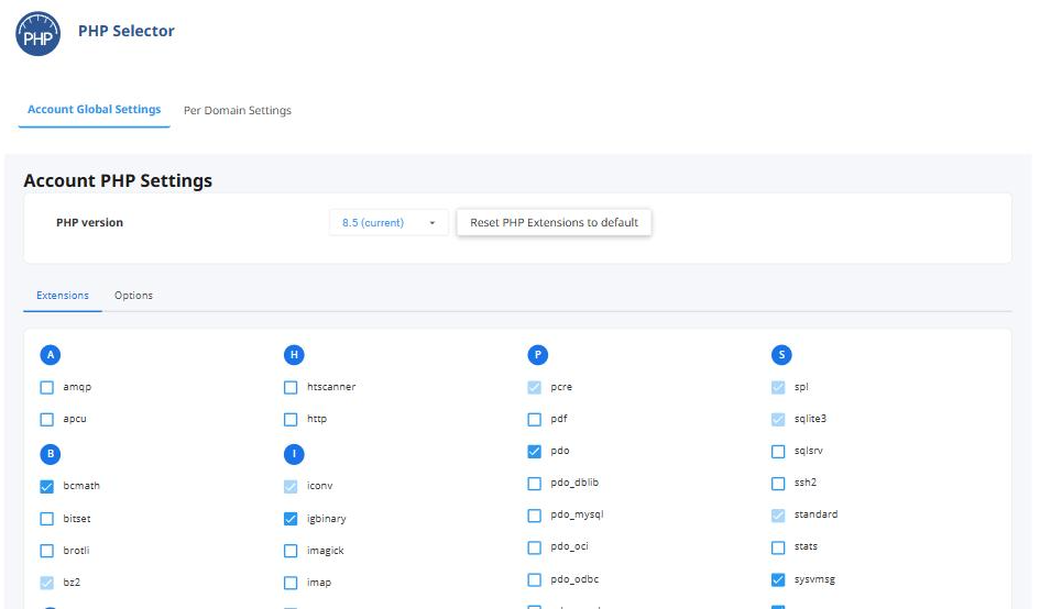 PHP Selector - PHP-versie kiezen